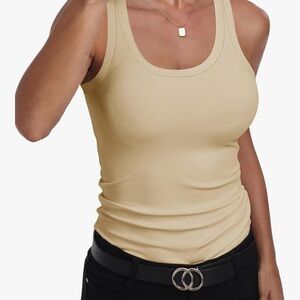 Women’s beige ribbed tank top